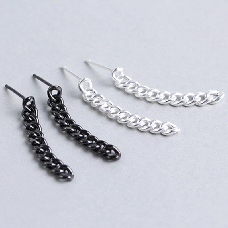 Простые цепная гирлянда в стиле панк серебряные серьги гвоздики Корейском