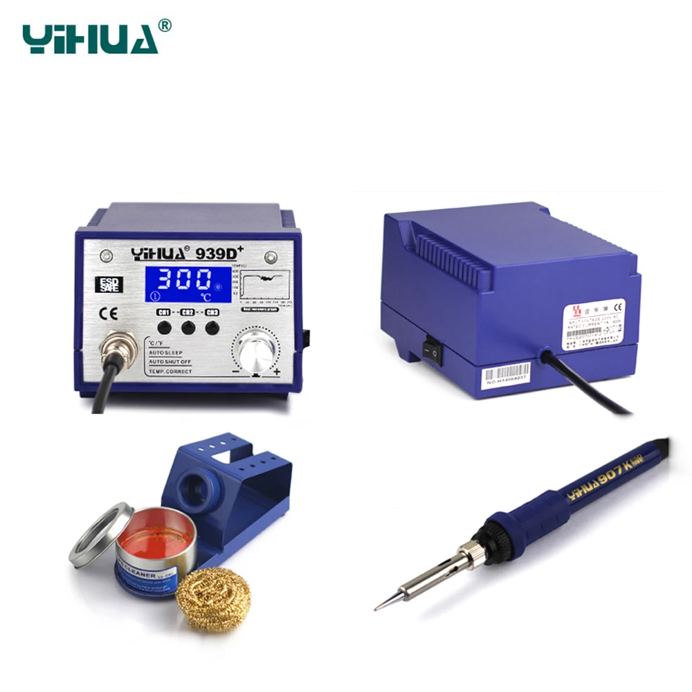 YIHUA 939D+ паяльная станция s Высокая мощность термостат умная паяльная станция 75 Вт Регулируемая температура 110 В 220 В паяльная станция