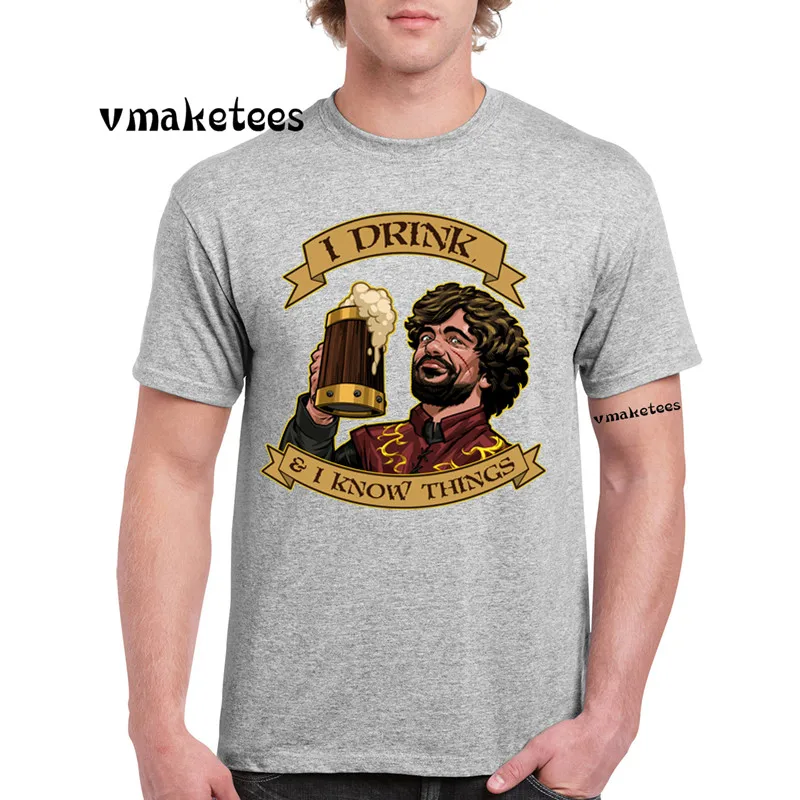 Tyrion Lannister I DRINK AND KNOW THINGS футболка с коротким рукавом Игра престолов GMT564|Мужские