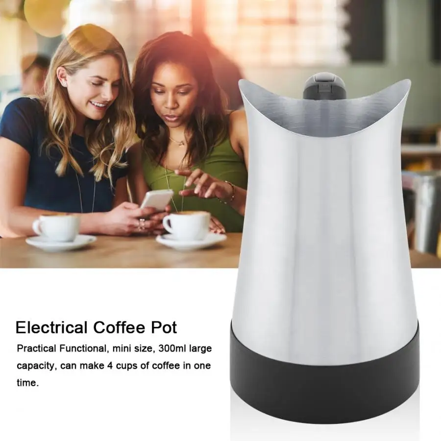 Кофеварка moka, 300 мл, электрическая кофейная кастрюля для индейки, для приготовления пищи, Expresso, машина, 220-240 В, с европейской вилкой, портативная
