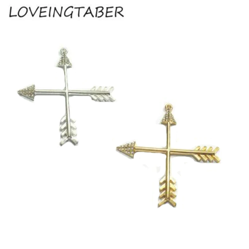 

( Choose Style First ) 53mm*53mm Each Style 10pcs/bag Rhinestone Arrow Pendants For Chunky Kids Necklace