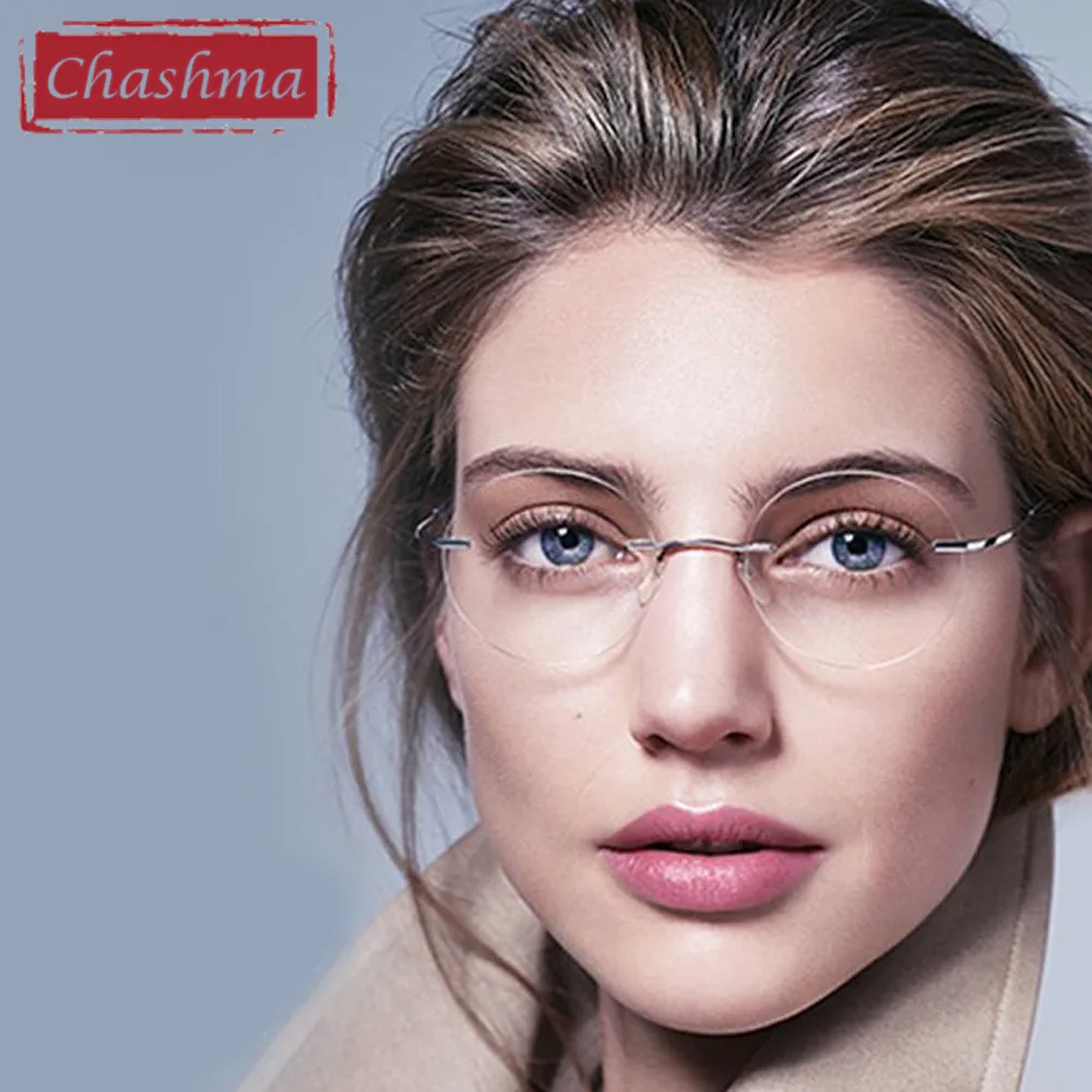Титановые очки без оправы Chashma светильник круглые винтажные очки для ...