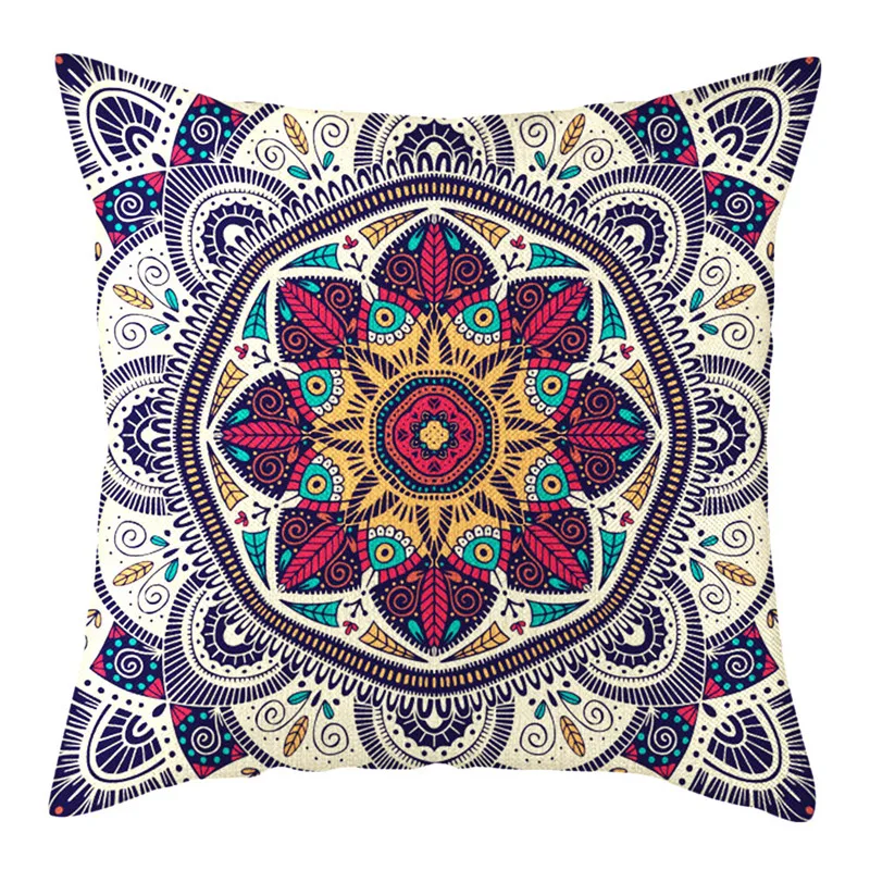 PC09589 Fuwatacchi красочный Мандала Цветочный чехол для подушки с Северными мотивами фиолетовый зеленый рисунок цветы Бросок Наволочка льняная наволочка с цветочными узорами - Цвет: PC09589