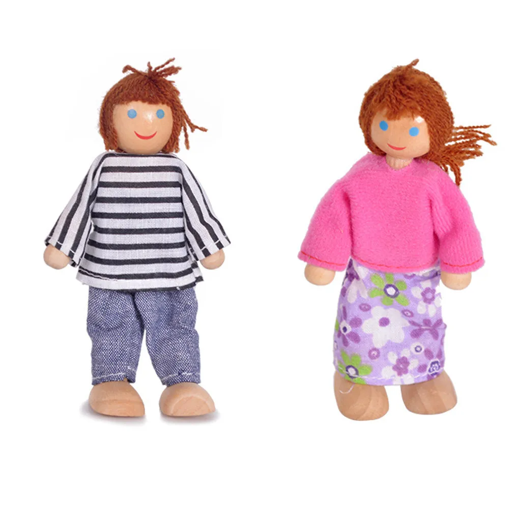 7 шт. деревянная мебель кукольный дом фигурки семьи миниатюрный набор кукольные