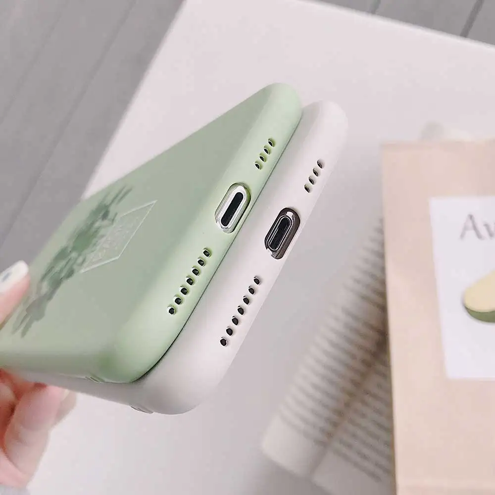 Boucho Phone Case For iPhone XR XS MAX X 6 6s 7 8 plus 8plus Soft Silicone Cover Fashion Plant Green Leaf Pattern Matte Cases |