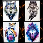 Временные татуировки с изображением волка, наклейки для мужчин, большие, боди-арт, флеш-татуировки, наклейки для женщин и мужчин, 21*15 см, волки, тотем, водонепроницаемые тату-наклейки