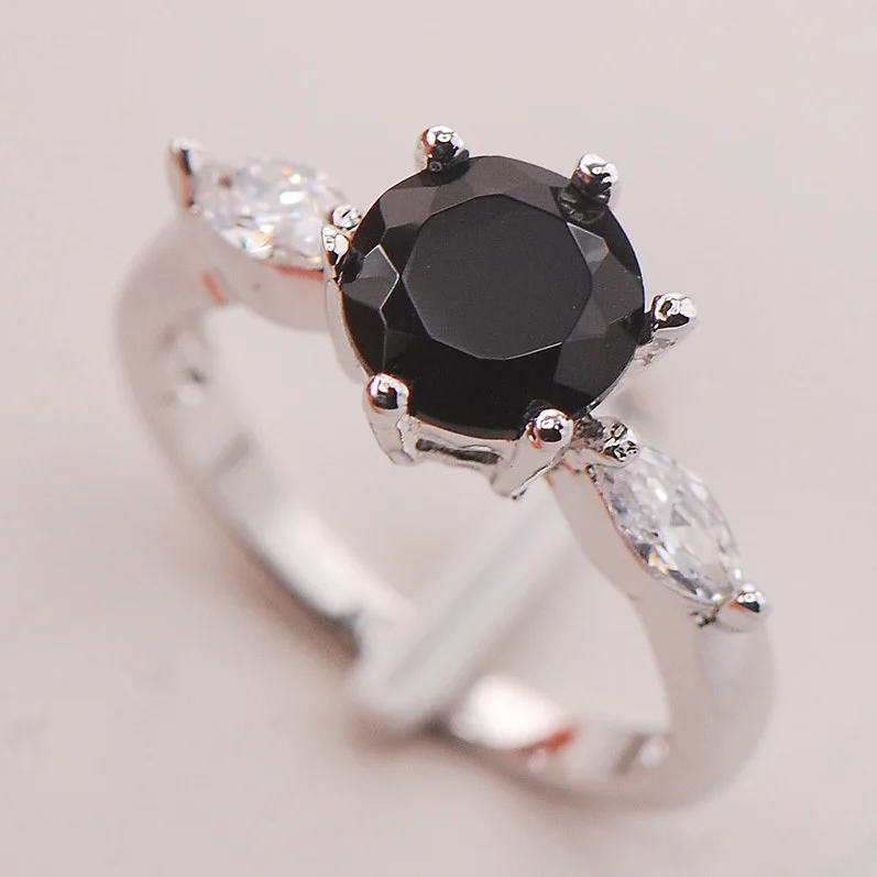 Женское серебряное кольцо с черным ониксом модель F743 размер 6 7 8 9 10|925 sterling silver