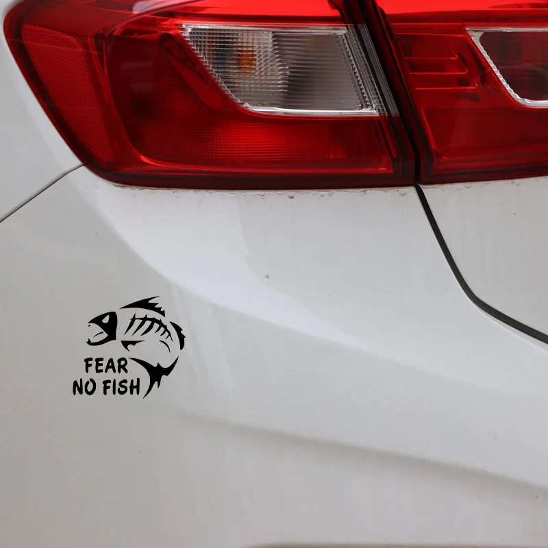 YJZT 13.8CM*12.7CM FEAR NO FISH Fishing Car Sticker For Auto Window Vinyl Decal Decor Black/Silver C24-0435 | Автомобили и
