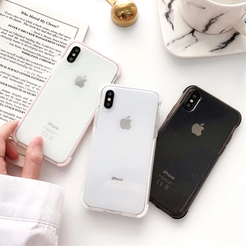 Блестящий порошковый чехол для телефона iPhone X, XR, XS, Max, 8, 7 Plus, 6, 6S Plus, прозрачный мягкий ТПУ противоударный блестящий чехол