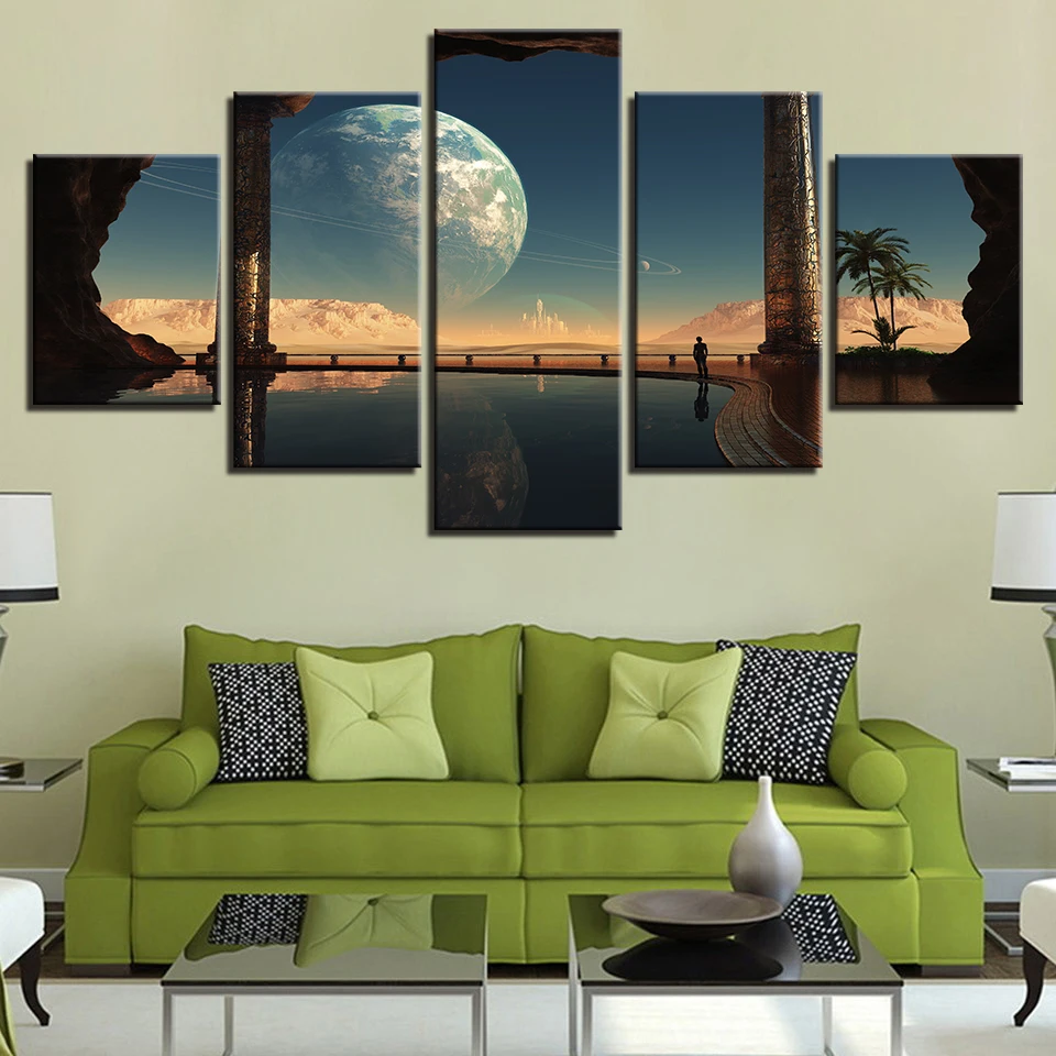 Пейзаж небо облако звезда горная река воздушный шар 5 шт. настенные картинки для