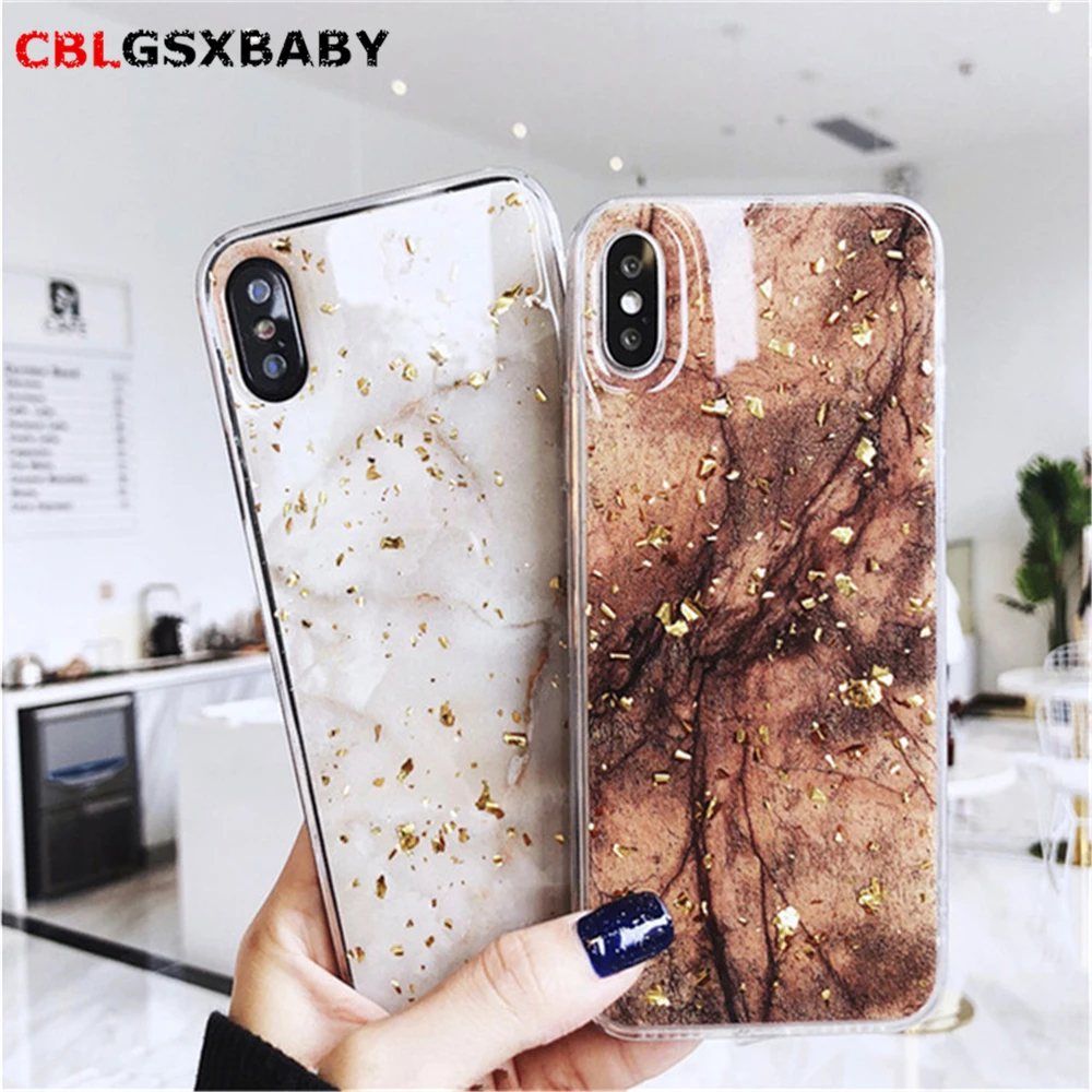 Luxury Gold Foil Bling Marble Phone Case For iPhone11 Pro X XS Max XR Soft TPU Cover iPhone 7 Plus 8 6 6s Glitter |