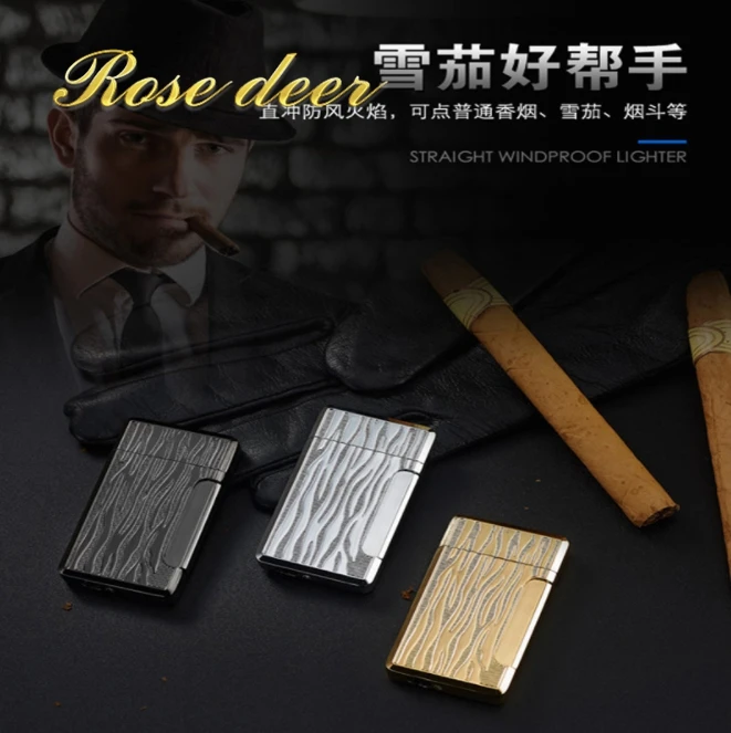 Роскошная компактная струйная Бутановая Зажигалка бензиновая зажигалка с