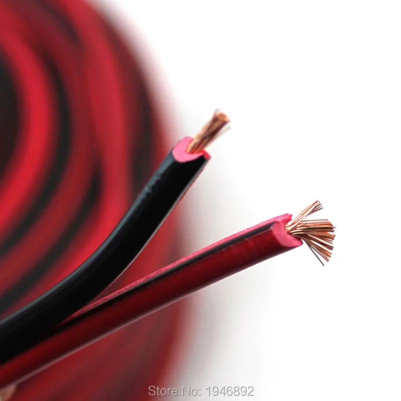 RVB 2 * 1 мм квадратный медный красный с черным цветным кабелем параллельно внешнему