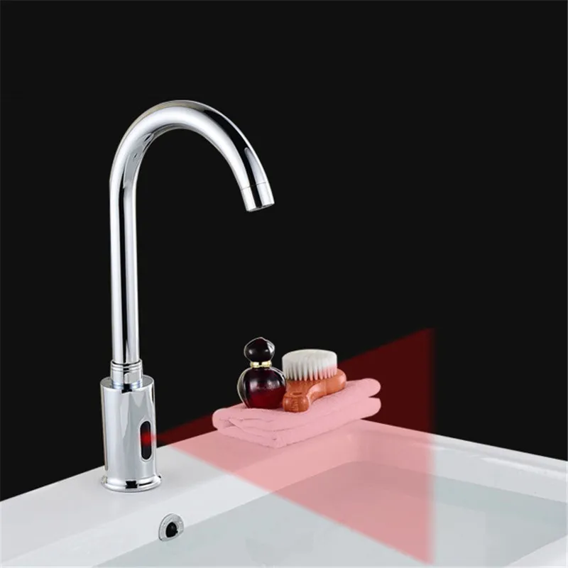 

Smart Sensor Automatic Infrared Sink Faucet Kitchen Bathroom Deck Mount Touchless Single Cold Water Tap with Hose Controller Box