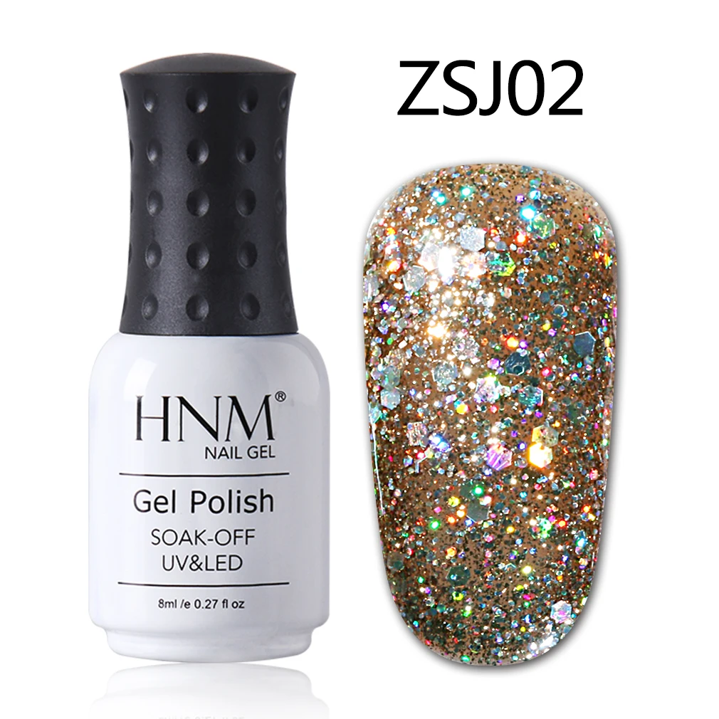 ZSJ02 HNM 8 мл Алмазный Блеск Bling УФ-гель для ногтей светодиодный светильник мерцающий розовое золото для ногтей искусство замочить от Vernis Эмаль Гель лак - Цвет: ZSJ02