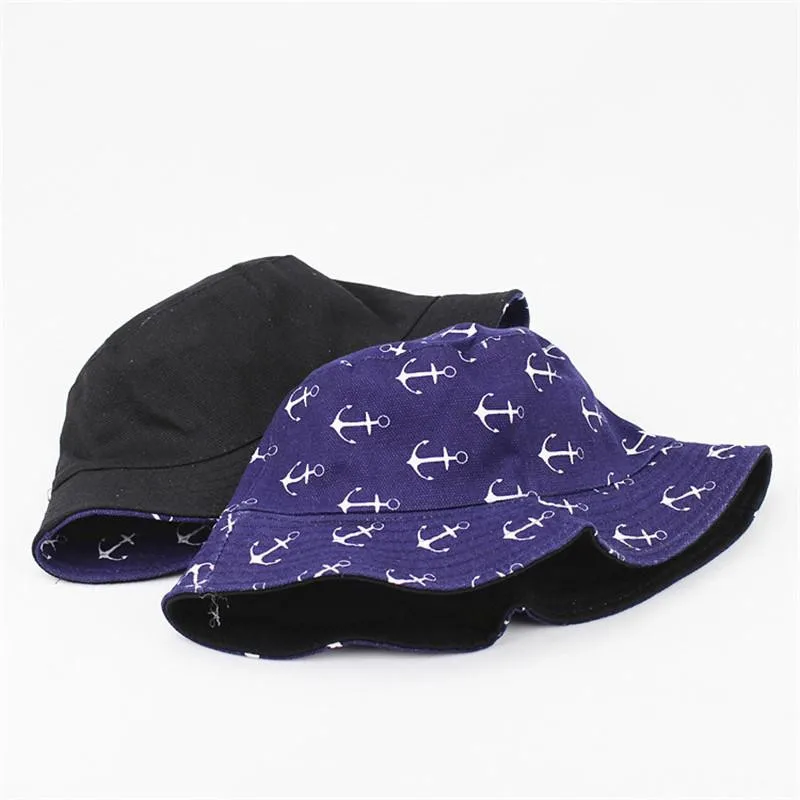 

2019 cotton Boat hook print Bucket Hat Fisherman Hat outdoor travel hat Sun Cap Hats for Men and Women 492