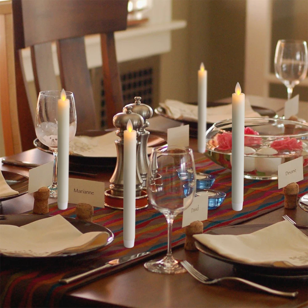 Беспламенные Свечи мерцающие конусные свечи настоящий воск беспламенные