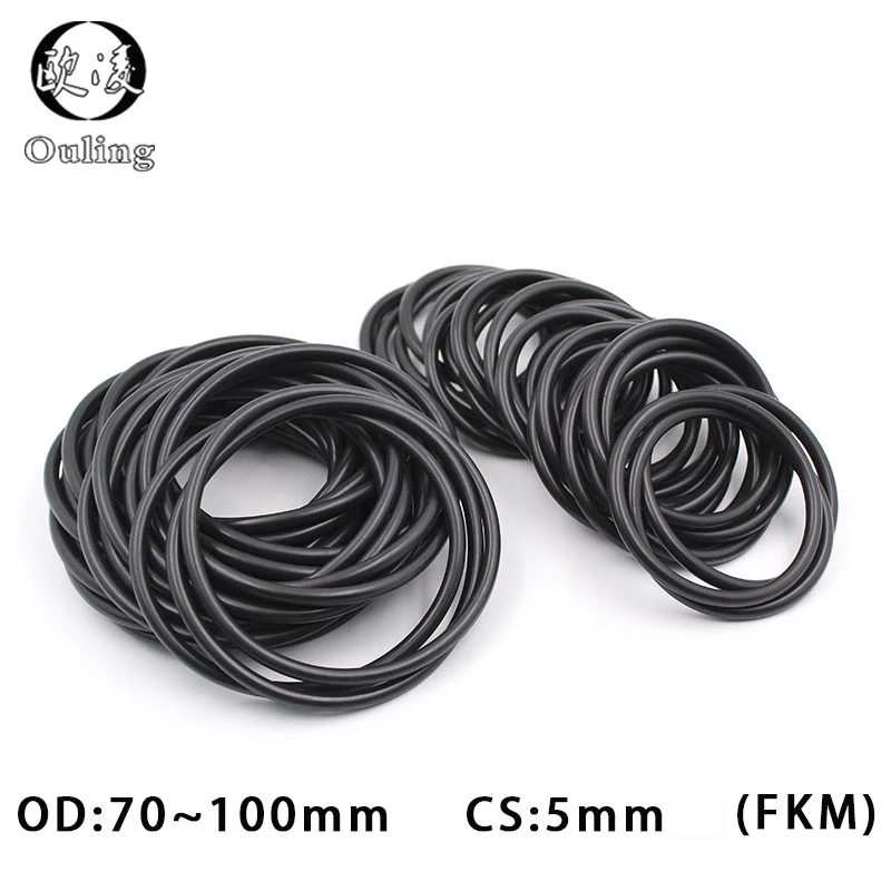 1 шт. фторрезиновое кольцо черное уплотнительное FKM CS5mm OD70/75/80/85/90/95/100/115 мм
