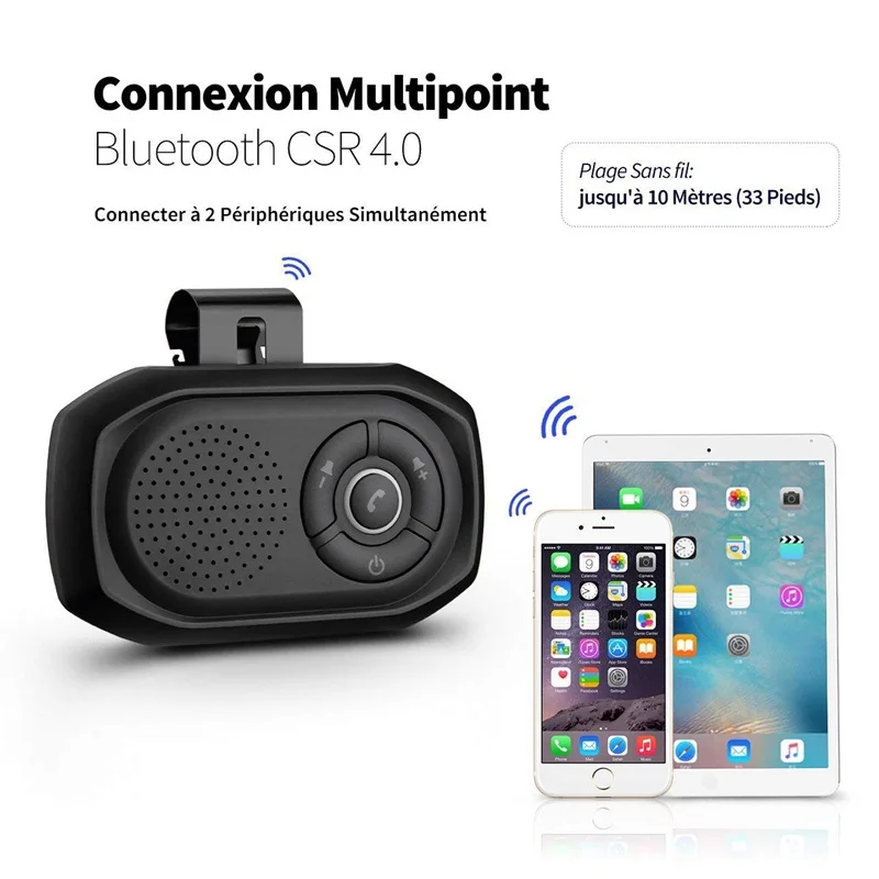 Автомобильный комплект громкой связи VicTsing Bluetooth динамик со встроенным