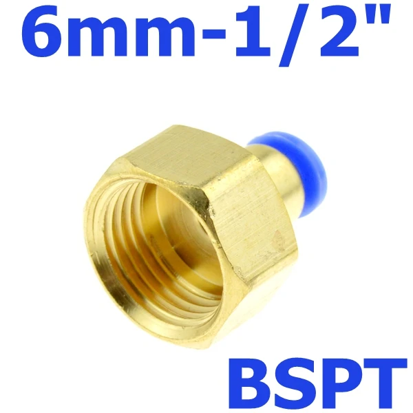 PCF6-04 Фитинг для воздушной трубы 10 мм 12 мм 8 мм 6 мм шланг 1/" 3/8" 1/" BSP 1/4" Женский латунный пневматический, с резьбой соединитель быстроразъемный фитинг - Цвет: PCF6-04
