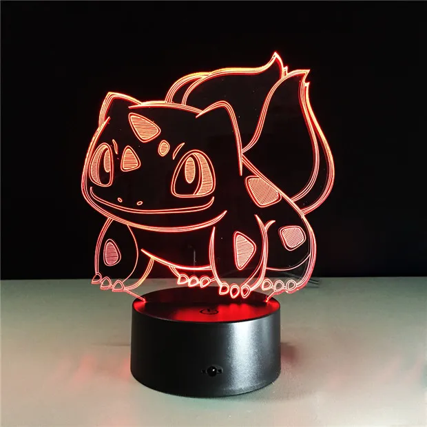 Bulbasaur Bulbasaur 3D RGB лампа Pokemon Go экшн-фигурка визуальная Иллюзия светодиодный Праздничный Рождественский подарок Ночной светильник Прямая поставка Детский подарок - Испускаемый цвет: Bulbasaur