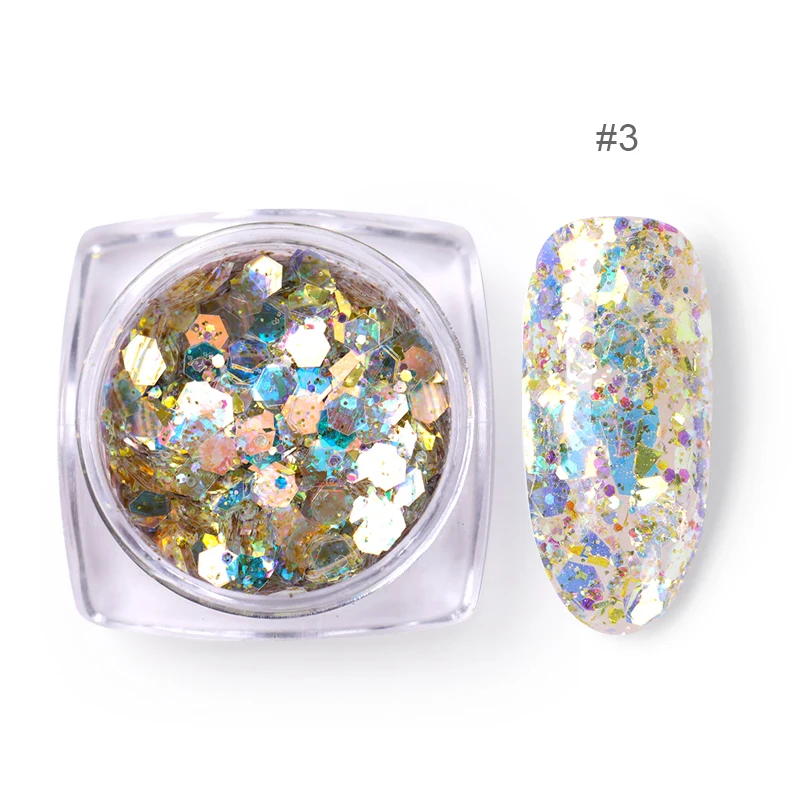3 BORN PRETTY 1 г/кор. Блестки для ногтей смешанные цвета неровные хлопья сверкающие пайетки 3D дизайн украшения для ногтей - Цвет: 3