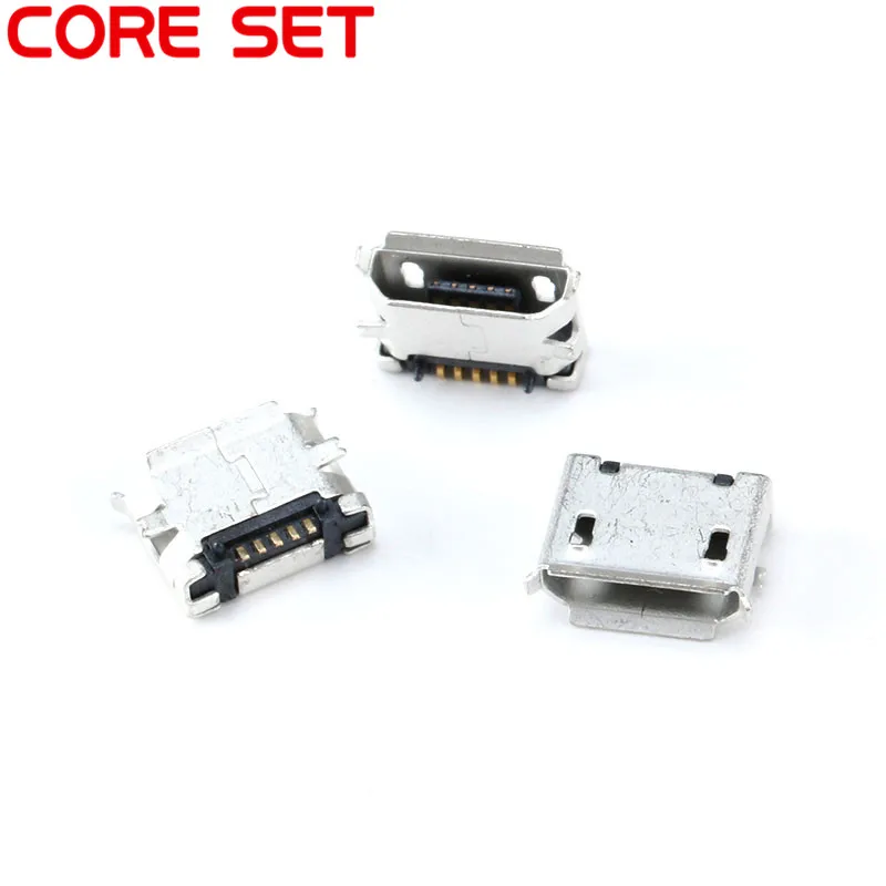 100 шт. SMD микро гнездовой разъем 5pin Seat Jack Micro Charging Socket 5 футов 5P разъемы Ouside Horn |