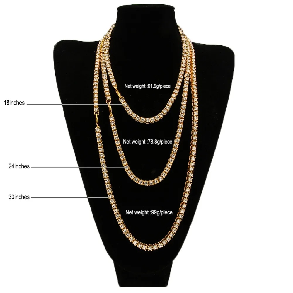 Мужские цепочки для тенниса UWIN набор из двух цепей золотого/белого золота 5 мм