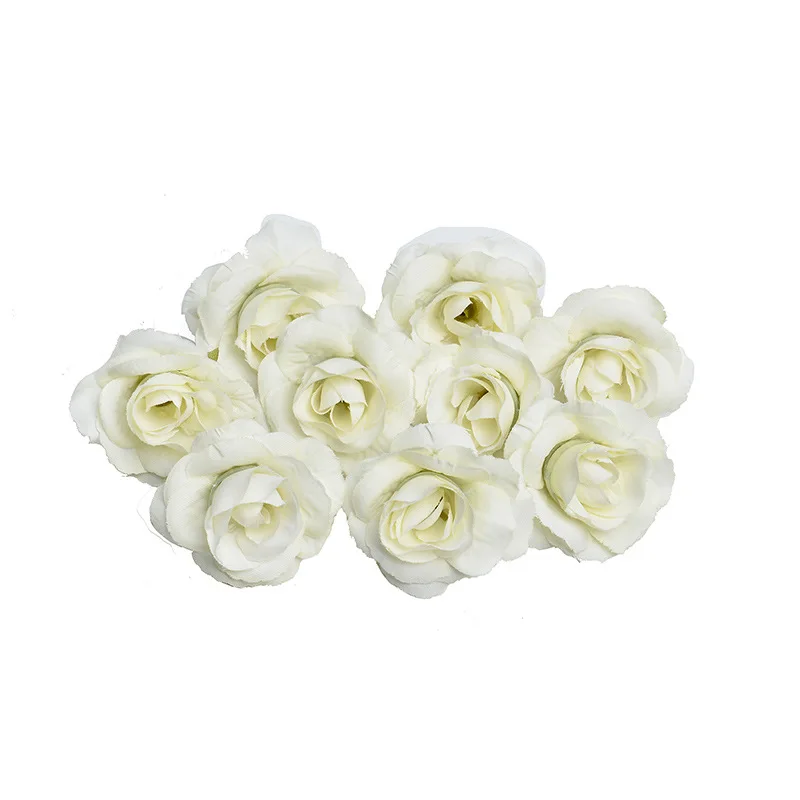 white A001 10 шт. искусственный цветок 3 см Шелковый цветок розы голова Свадебная вечеринка DIY платье обувь коллаж украшения поддельные цветы альбом - Цвет: white