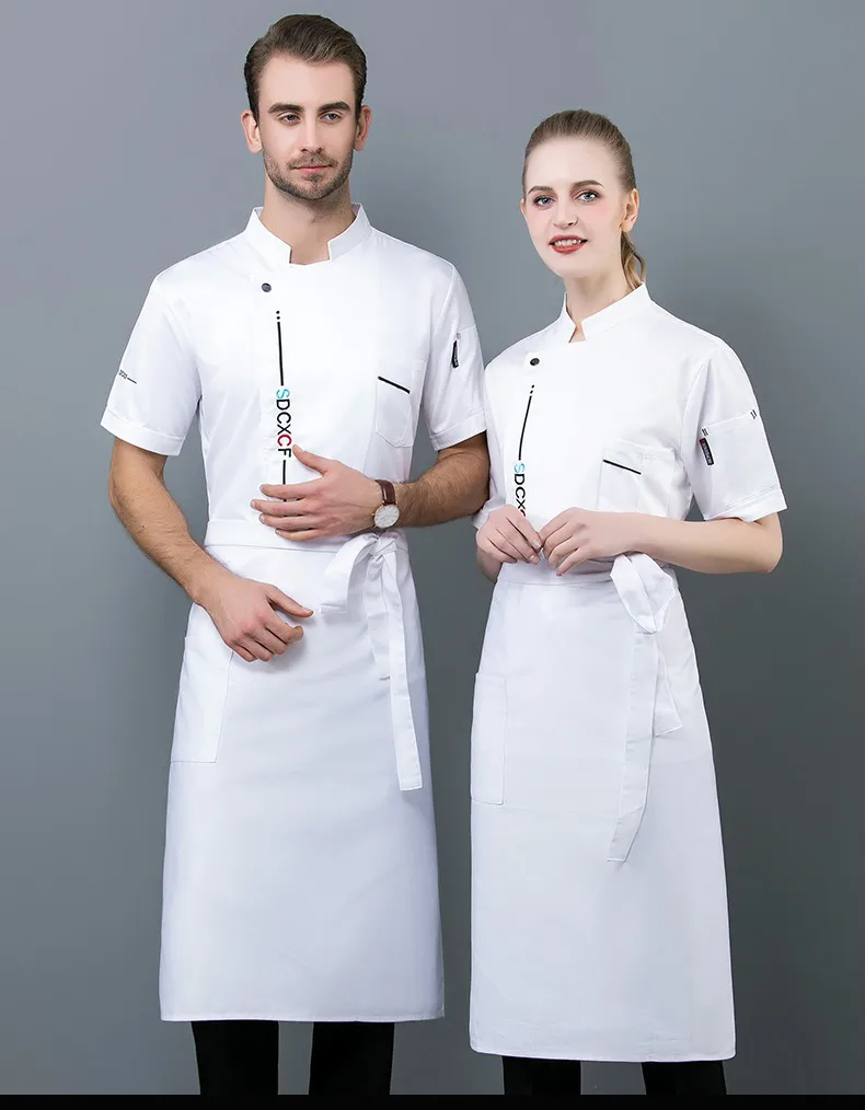 Мужская дышащая одежда с коротким рукавом для шеф-повара, летняя кухонная куртка для приготовления пищи, столовая, питание, Парикмахерская, салонная рабочая куртка, M-4XL