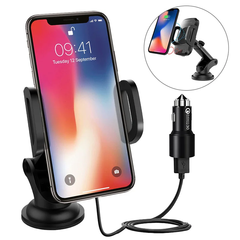 Qi автомобильное беспроводное зарядное устройство для iPhone X 8/8 Plus samsung S8 S9 Автоматический Инфракрасный датчик Беспроводное зарядное устройство держатель телефона