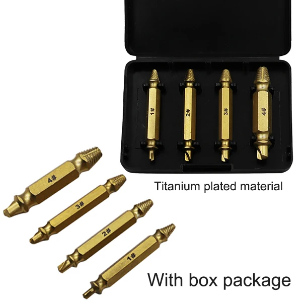 S2 Titanium package 4 шт. титановые Сломанные Болты для удаления винтов экстрактор сверла легко выключается шпилька обратный - Цвет: S2 Titanium package