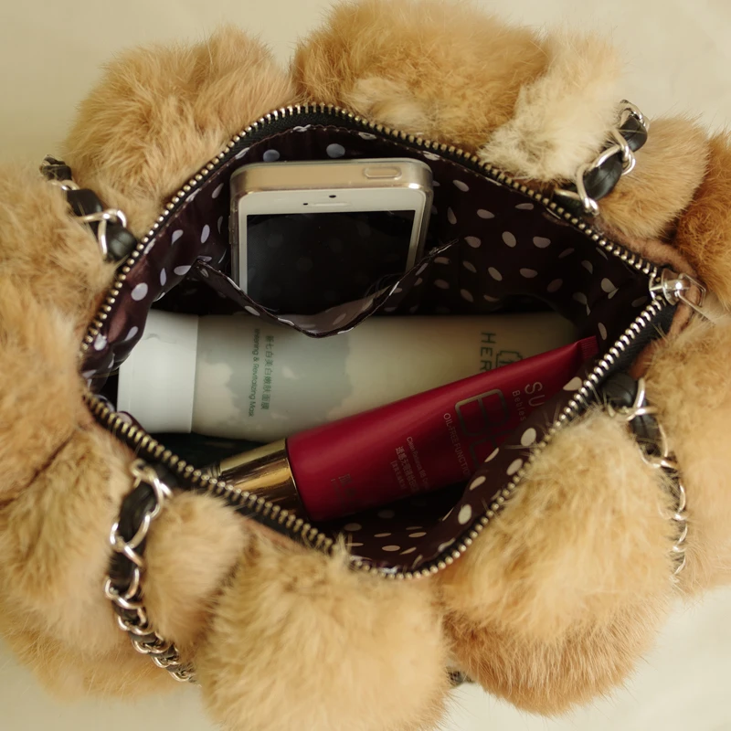 

Snow Day Square Bag Women Fashion Fur Shoulder Bag Small Lady Crossbody Cross Body Bag Real Rabbit Hair Handbags Elegant