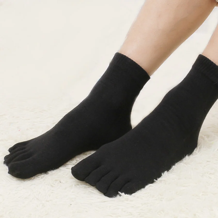 Пять пальцев носки для Для женщин Сплошной Цветные черные и белые Повседневное