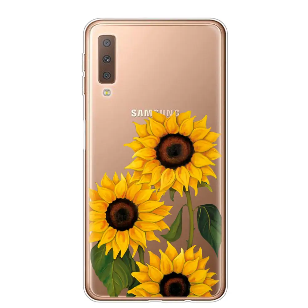Чехол для Samsung A7 2018 мягкий силиконовый чехол из ТПУ телефонов Galaxy A750 A750F с розовыми