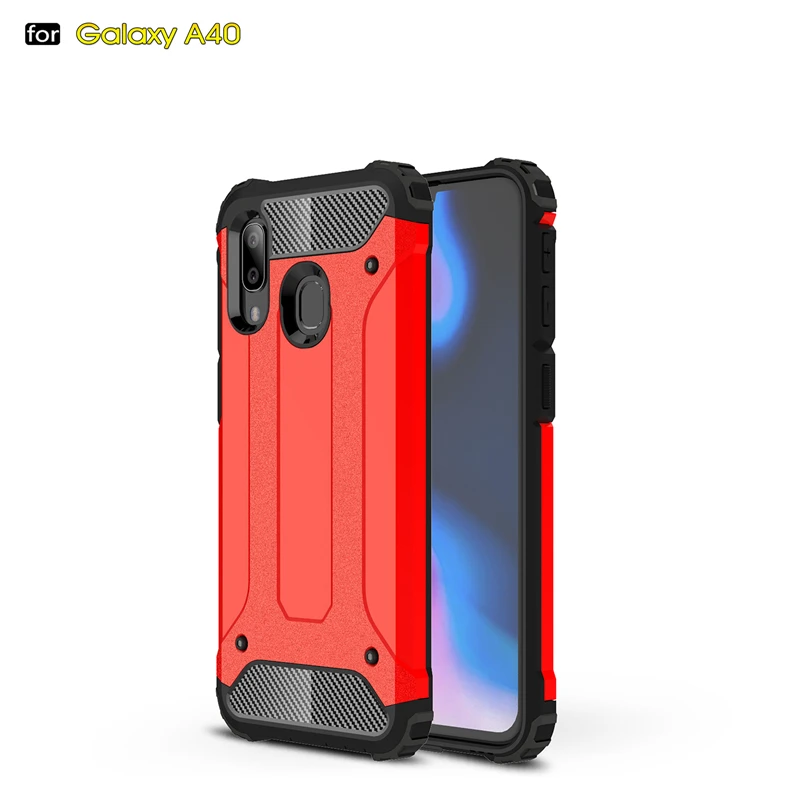 Red Чехол для samsung Galaxy A40, чехол TPU+ PC, противоударный гибридный защитный чехол, полный чехол для samsung A40, чехол для телефона для samsung A70 A30 A50 - Цвет: Red