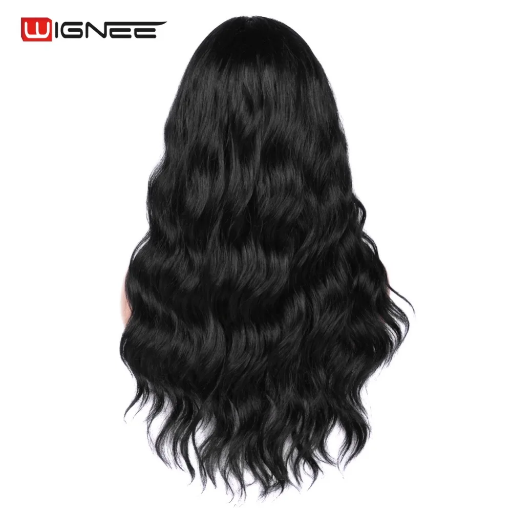 Wignee длинные волнистые волосы средняя часть синтетический парик для черных