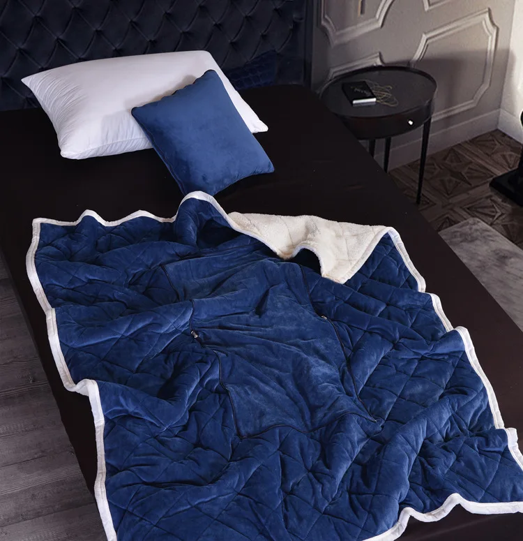 Royal blue 2 в 1 фланелевое одеяло на подушку для автомобиля, дивана, поясницы, Подушка для офиса, кондиционер, одеяло, складное лоскутное одеяло - Цвет: Royal blue