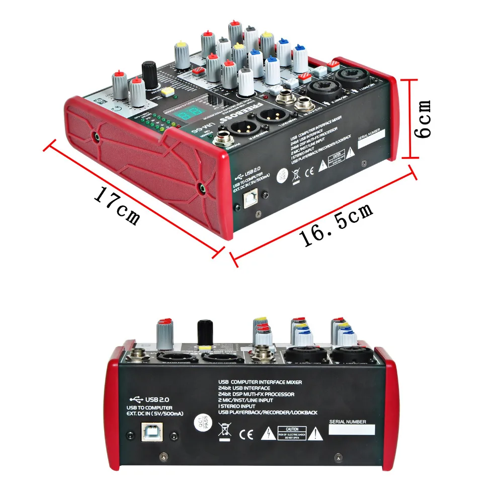 Freeboss UM-66, 4 канала, 16 цифровых эффектов, 24 бит, Dsp процессор, звуковая карта(пластина зала, задержка эха), аудио микшер