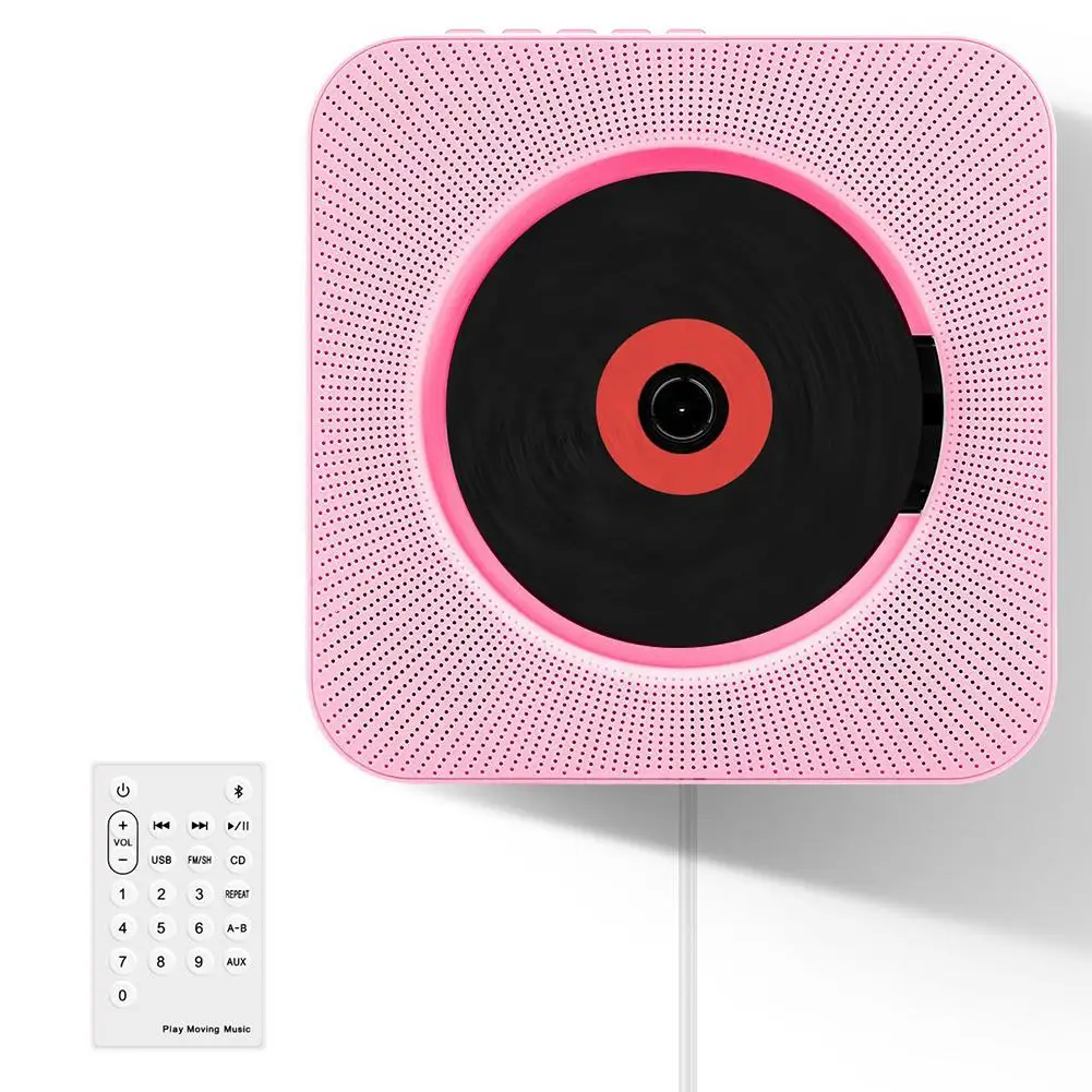 pink CD-плеер на стене Bluetooth Портативный дома аудио магнитофон с дистанционным Управление встроенный акустические USB MP3 США Plug r20 - Цвет: pink