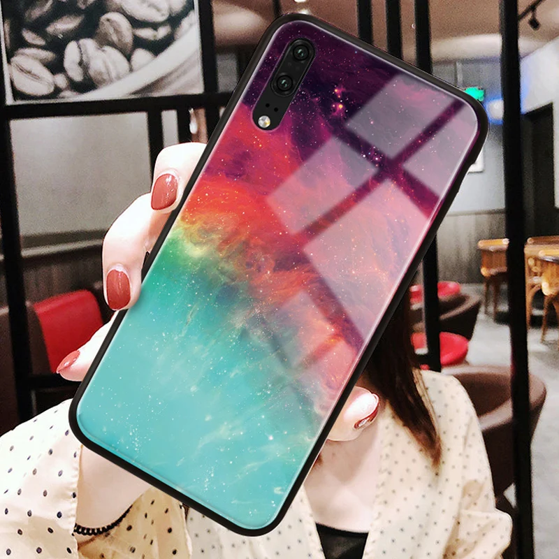 Роскошный цветной чехол для телефона Huawei P Smart Plus 2019 из закаленного стекла Honor 8X 9X 20