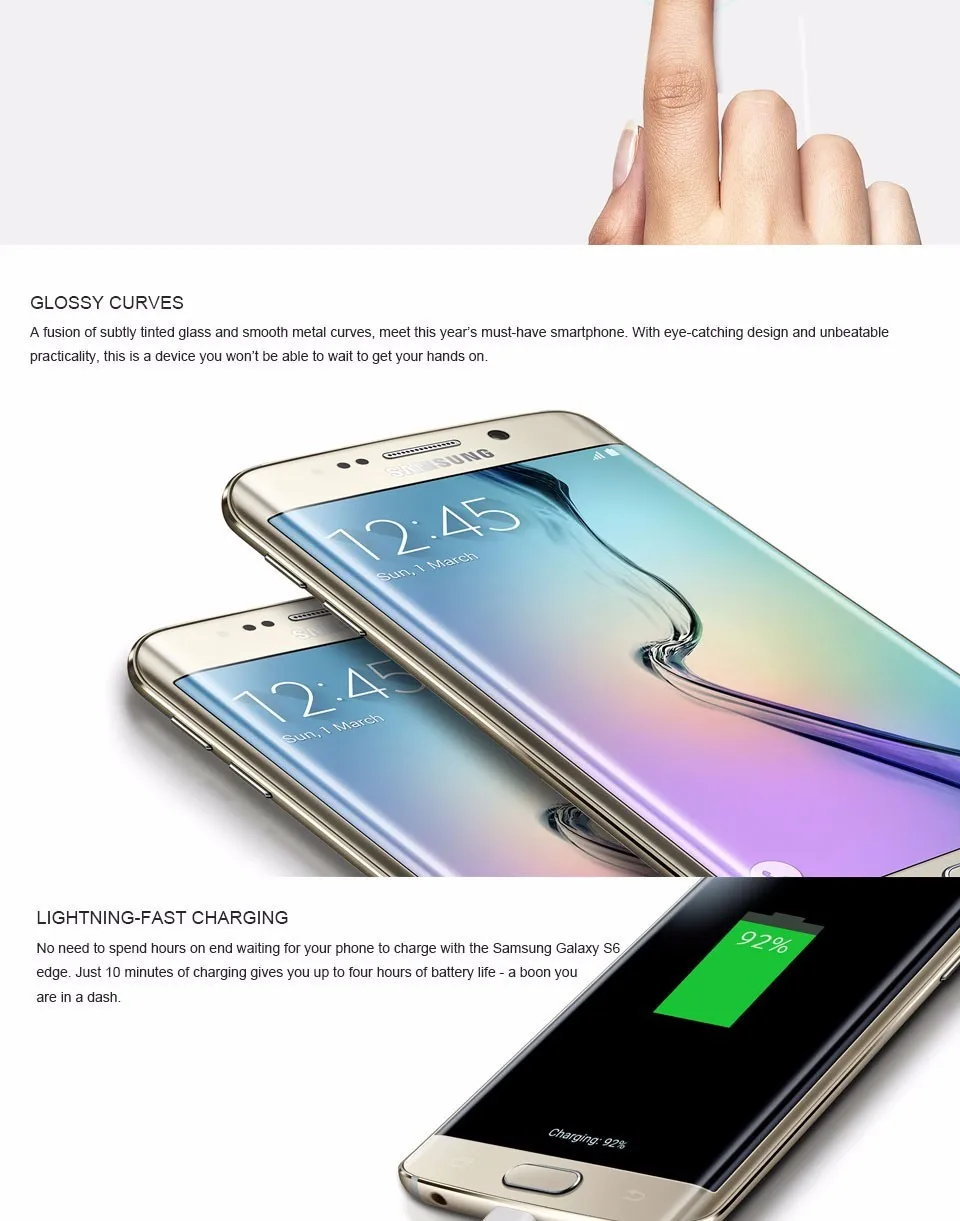 Samsung Galaxy S6 G920F S6 Edge G925F мобильный телефон Европейская версия Восьмиядерный 3 ГБ ОЗУ 32 Гб ПЗУ LTE 16 Мп Android 5,0 разблокирован