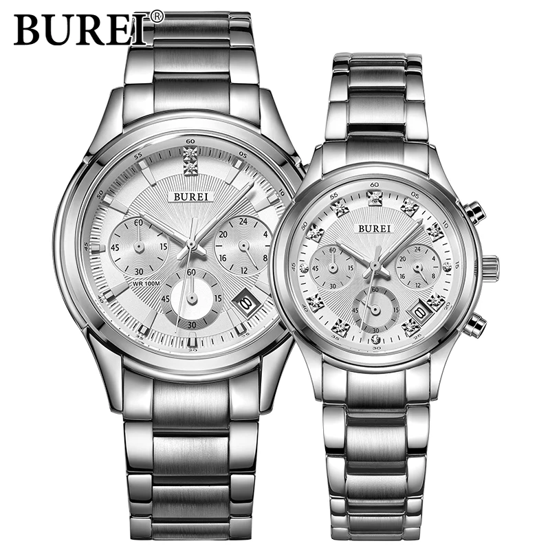 Бренд BUREI мужские модные повседневные спортивные часы многофункциональные