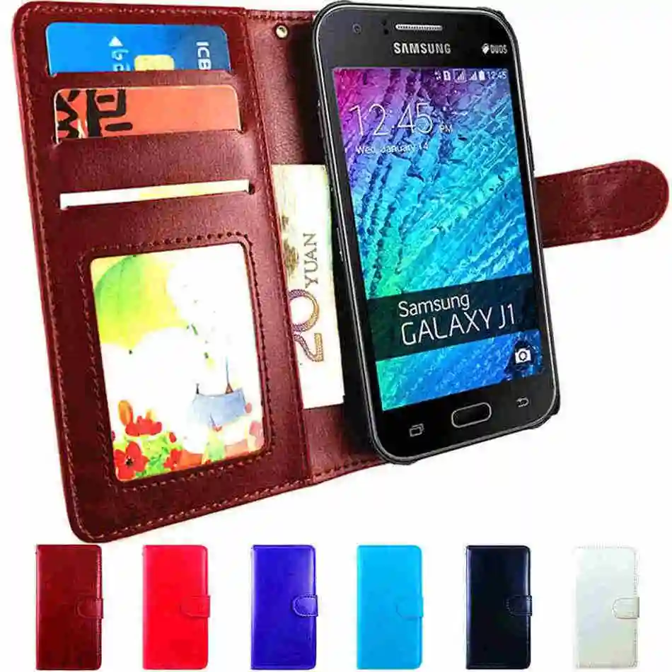 Для Samsung Galaxy J1 2015 Чехол Флип кожаный бумажник чехол для телефона 2014 J 1 J100H SM J100