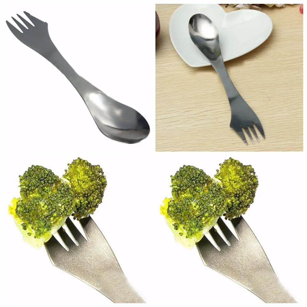 3 в 1 Многофункциональный из нержавеющей стали Spork дорожная утварь для походов комбо уличная посуда серебряный нож вилка ложка Лидер продаж