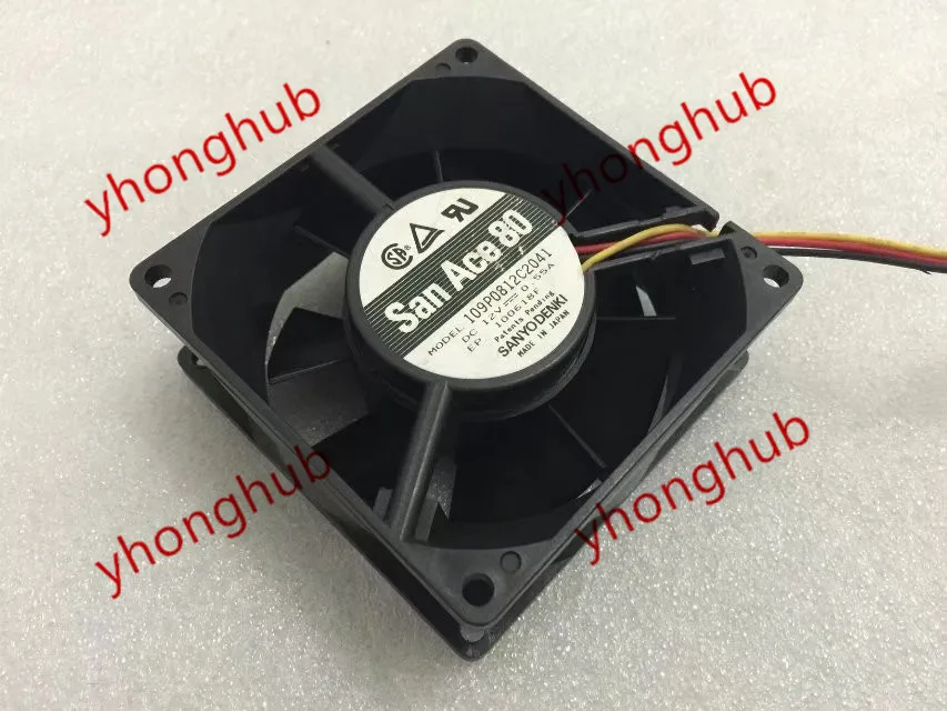 SANYO DENKI 109P0812C2041 DC 12V 0.55A 3-жильный 80x80x32 мм Сервер вентилятор охлаждения