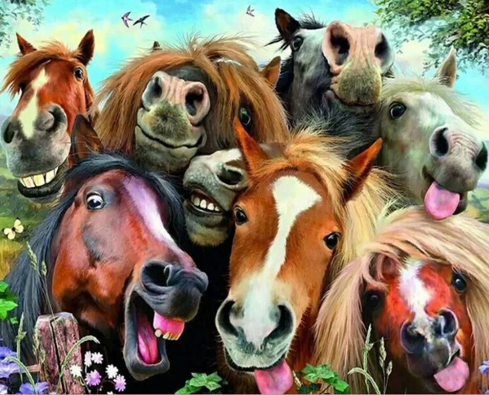 5D DIY Crystal Diamond Mosaic Paintings Animal Full Round AB Drill Horse Pose Embroidery Kids Kits Rhinestones Decoration Home | Дом и сад