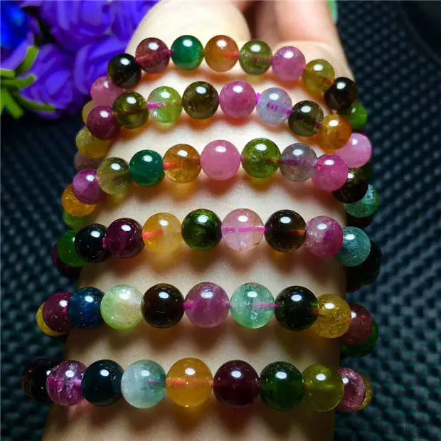 Genuine Natural Colorful Crystal Round Beads Bracelet AAAA 8-7mm | Украшения и аксессуары