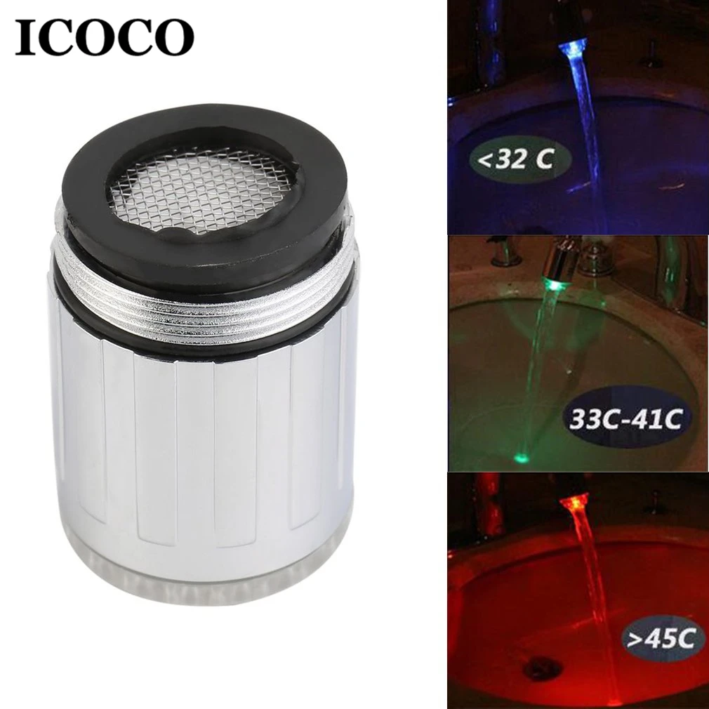 

ICOCO новинка датчик температуры светодиодный светильник для воды кран светящийся светильник для душа смеситель для кухни ванной Прямая пост...