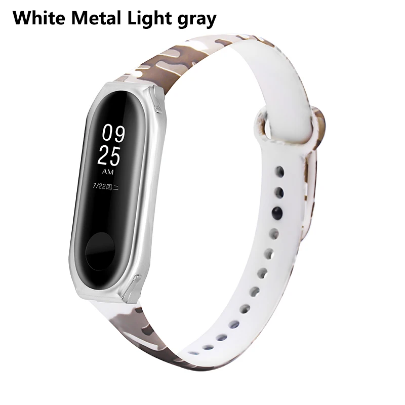 White Light Gray BOORUI новые Miband 3 ремень с металлическим корпусом и разнообразные с цветочным принтом correas Miband 3 аксессуары ремешок для xiaomi mi3 - Цвет: White Light Gray
